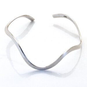 Vintage Sterling Silver Wave Cuff Bracelet Stamped 925, Dainty Cuff Bracelet